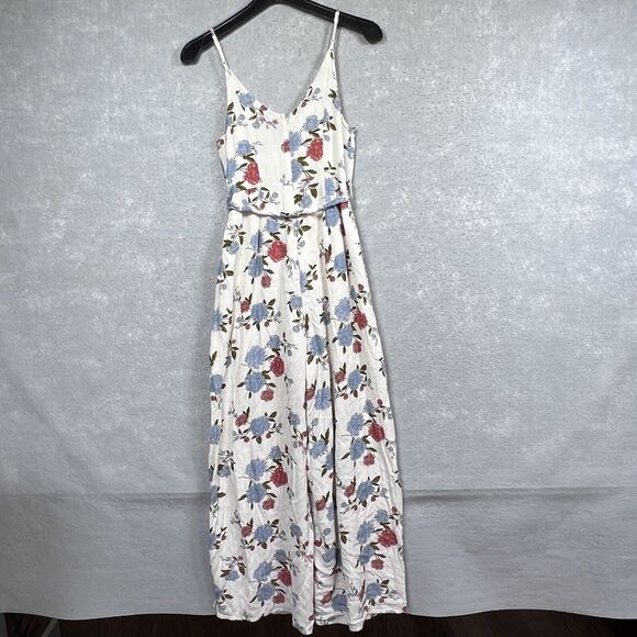 American Eagle Floral Romper 6 Open Leg Jumpsuit Boho Bohemian Spaghetti Straps - Picture 8 of 12